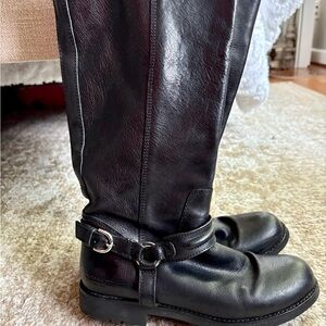 Coach Black Leather Winter Boots